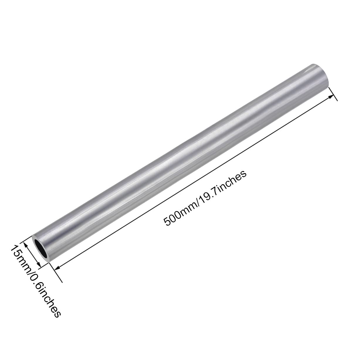 Tubi tondi in acciaio inox 304, Tubo in acciaio senza saldatura da 15 mm di diametro, lunghezza 500 mm, tubo in acciaio senza saldatura idraulico, diametro esterno 15 mm * diametro interno 9 mm, tubo