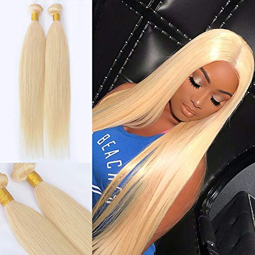SeraphicWig613 Blonde Bundles Human Hair Silky Straight 100% Real Human Hair Extensions for Women (1 Bundle 24inch 100g)