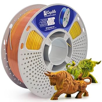 Gryddle Silk Tri Color PLA 3D Printer Filament, 1.75mm 1KG (2.2lbs), High Gloss Shiny Finish, Smooth Surface, Easy Printing, Dimensional Accuracy ±0.02mm(Gold, Silver & Copper)