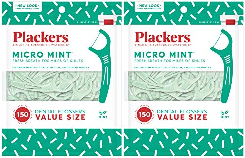 Plackers Micro Mint Dental Floss Picks, 150 Count, 2 Pack