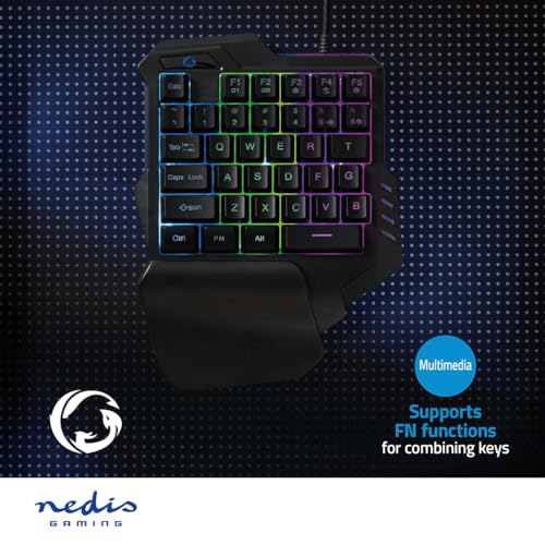 NEDIS Wired Gaming Keyboard - USB Type-A - Folientasten - RGB - Einhändig - Universal - Stromversorgung über USB - Netzkabellänge: 1.60 m - Gaming