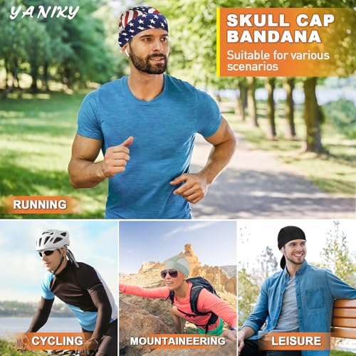 Image of YANIKY Bandanas Skull Caps for Men, Women Skull Cap Helmet Liner Cycling Hat Durags Motorcycle Bandana Sweat Wicking Do Rag