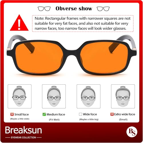 Image of Breaksun Retro Rectangle Glasses for Women Men Small Square Blue Light Blocking Glasses Vintage Eyeglasses
