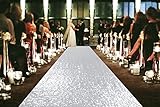 ShinyBeauty Aisle Runners for Weddings 10 ft by 4 ft Silver Aisle Runner Wedding Aisle Runner Outdoor Glitter Runner Church Runner (4FTx10FT, Silver)