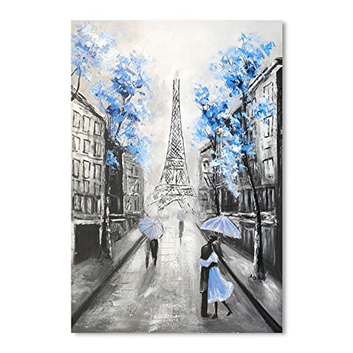 Blue Floral Paris Canvas Wall Art - Eiffel Tower Decor