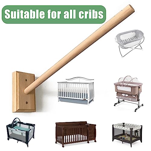 Mobile Wooden Arm, Wall Mounted Suitable For All Cribs 100% Natural Larch Hanger Nusery Decor Baby Room Safe Holder (Original Wood Color) #TOP4