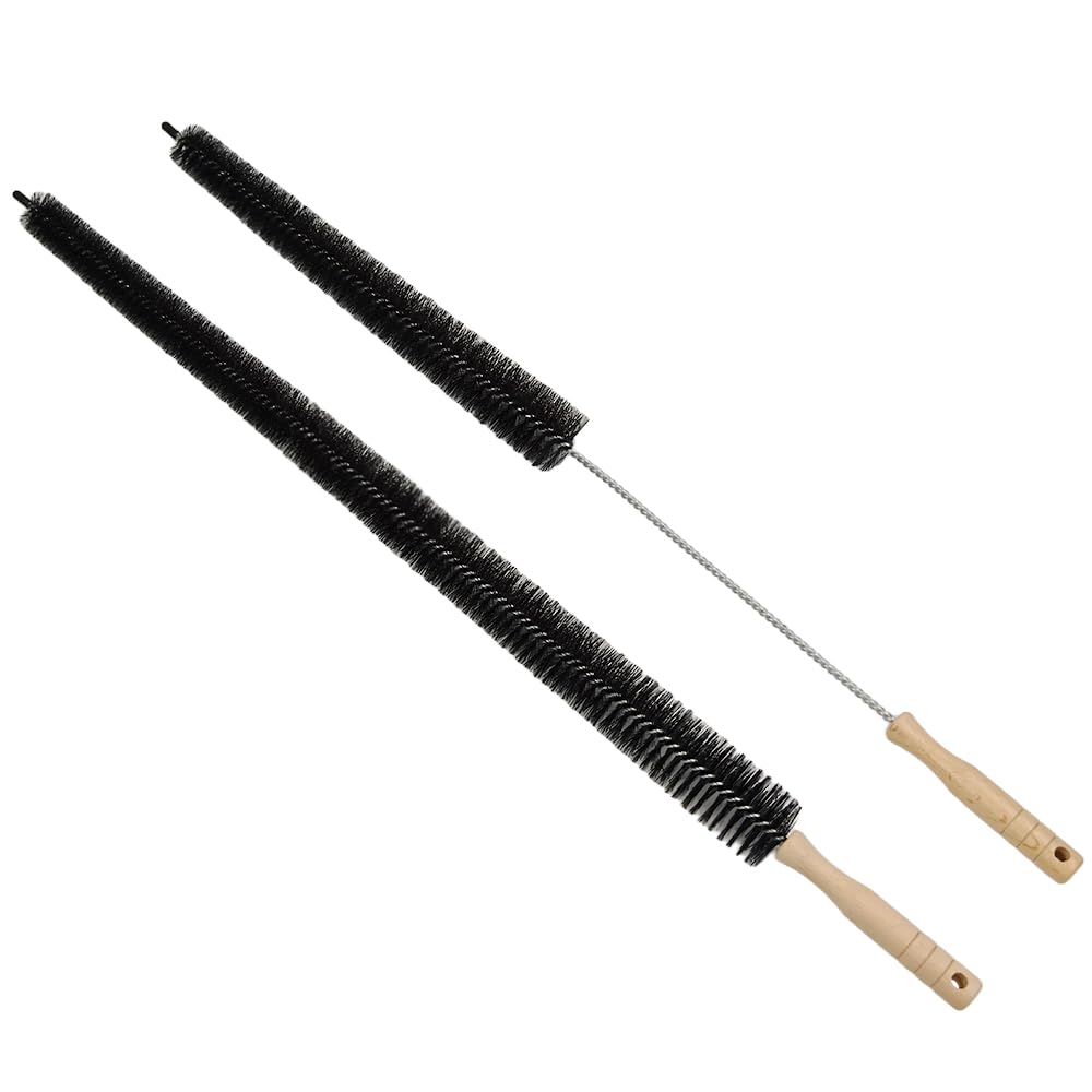 Armo® Pack Of 2 Long Radiator Brush Heavy Duty Flexible Radiator Brush With Wooden Handle Slim Long Reach Radiator Duster Dirt Lint Remover 120CM