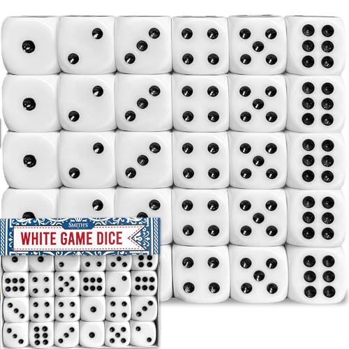 Image of Smith’s® White Game Dice | 30 Pack | 16mm | 6-Sided Dice | Rounded Edges for Smoother Rolling