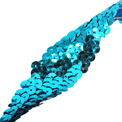 image for Mandala Crafts Elastic Sequin Ribbon Trim - 1 Inch Teal Sequin Elastic