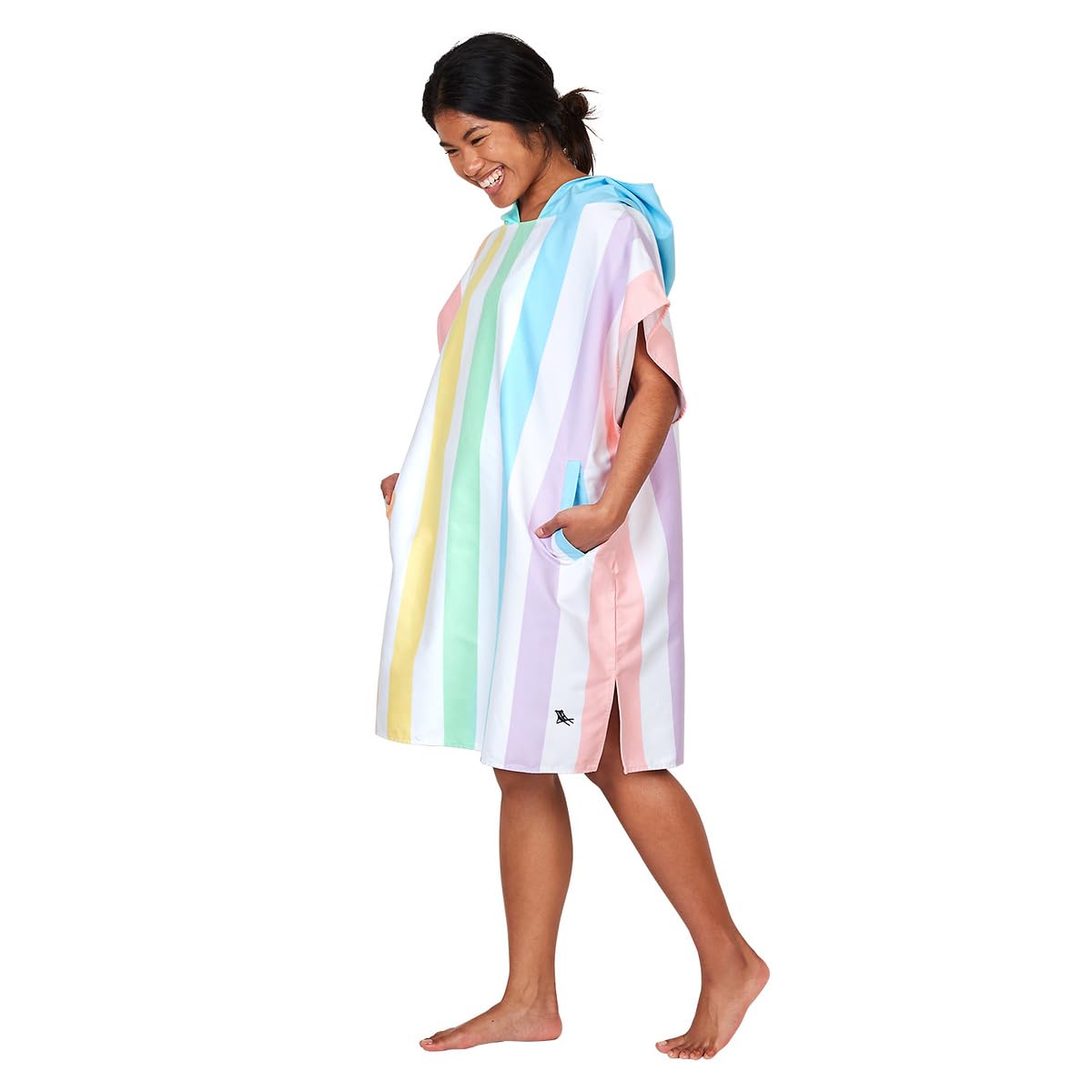 Dock & Bay Poncho per Adulti - Asciugamano con Cappuccio e Tasche Profonde - per Spiaggia e Piscina - Super Assorbente, ad Asciugatura Rapida - Summer - Unicorn Waves, Small (85x65cm, 33x26)