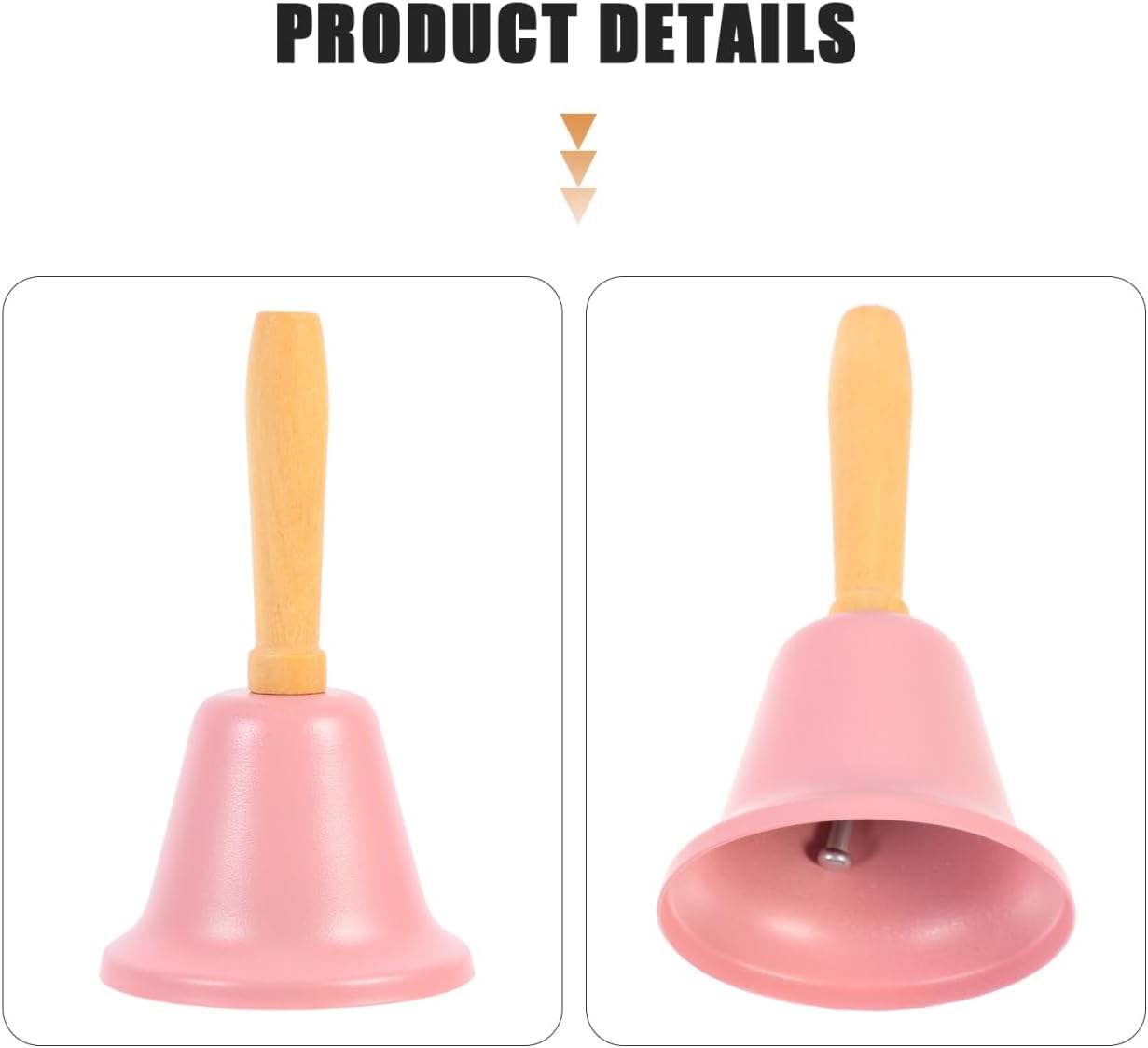 iplusmile Pink Hand Bell with Wood Handle, Loud Metal Call Bells for Service Assistance, Wedding Events & School Classroom, Christmas Santa Decoration Alarm for Elderly & Teachers