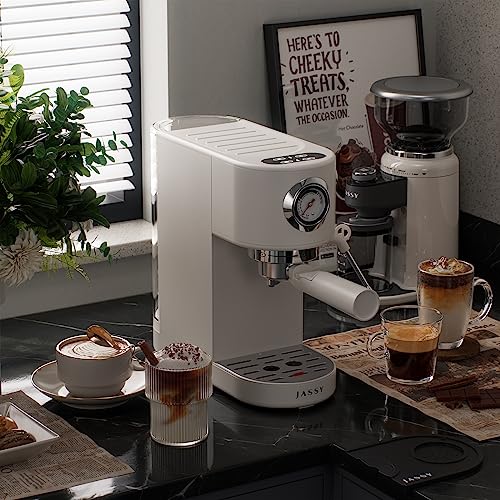 Jassy Espresso Coffee Machine 20 Bar Espresso Maker Compact Design With Powerful Milk Frother/Steam Wand For Espresso/Cappuccino/Latte,1.2L Water Tank #TOP5