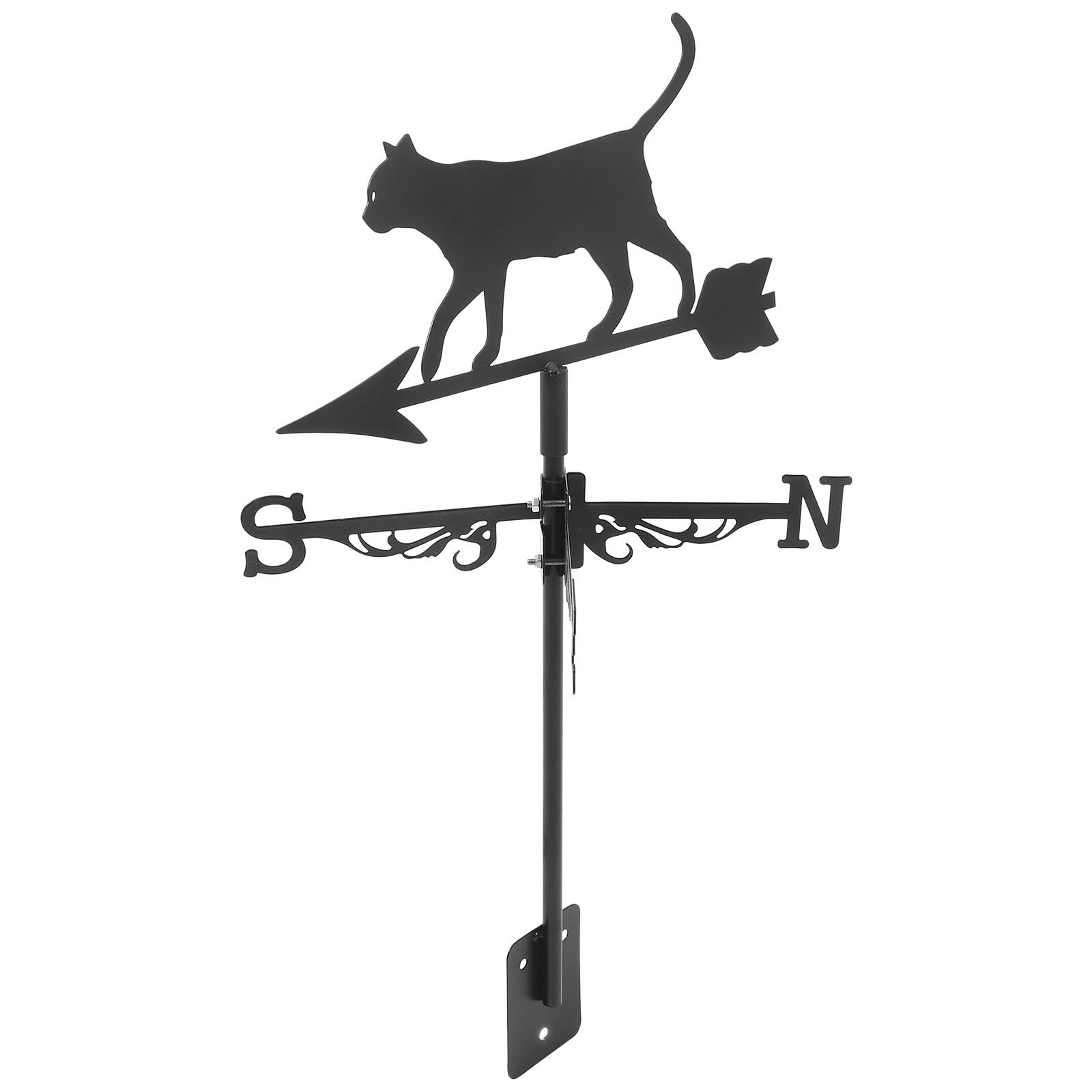 Veleta de acero inoxidable negra con diseño estable e indicador de viento para jardín
