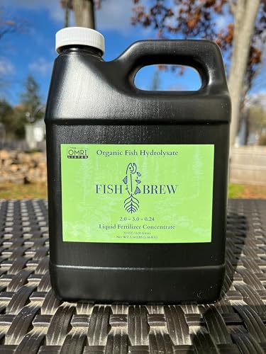 Fish Brew Organic Fish Hydrolysate Fertilizer 2.0-3.0-0.24 NPK Liquid Plant Food Available in 32oz (32 oz)