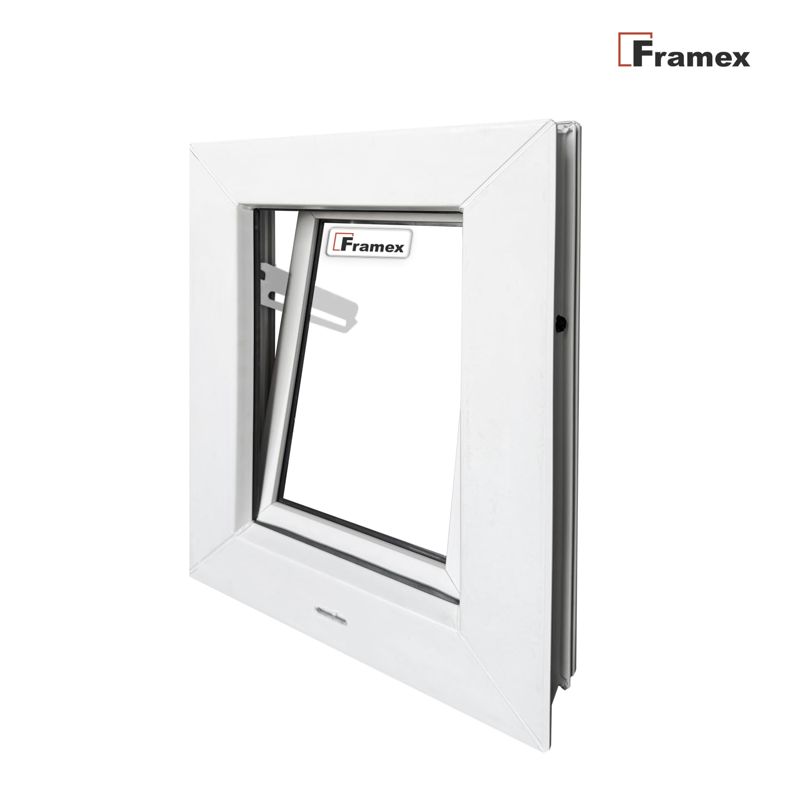 Finestra in PVC, a Ribalta e a Battente, Bianca, 100 x 60 cm (1000 x 600 mm), Vetro Singolo – Finestra in PVC con funzione di Ribalta e a Battente, per ventilazione, scantinati