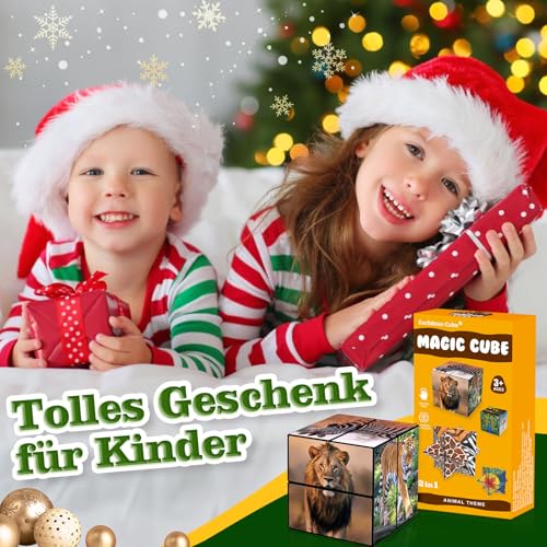 Sternenwürfel Zauberwürfel Set, Unendlichkeitswürfel Zappelspielzeug für Kinder, Tierspielzeug für 3 Jahre, Reise Puzzle-Würfel für 6 7 8 9 10 11 Jahre Alten Jungen Mädchen Geschenke (Tier-Thema)
