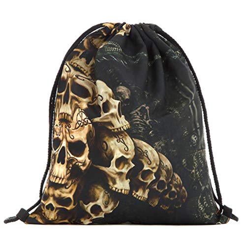 TENDYCOCO bolso con cordón mochila halloween calavera estampado hombro bolsa de almacenamiento