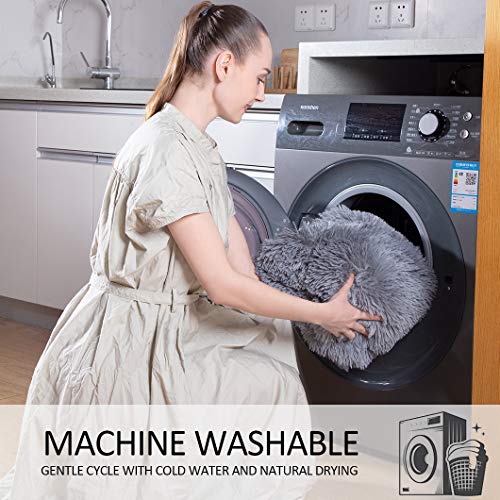 YUSOKI Grey Faux Fur Throw Blanket,2 Layers,50" x 60", Gray Soft Fuzzy Fluffy Couch Blanket Plush Furry Comfy Warm Blanket for Bed Chair Sofa Bedroom Dog Cat Men