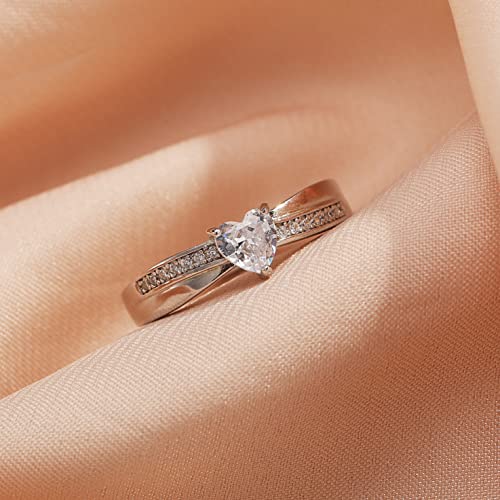 925 Sterling Silver Heart Promise Rings for Her Cubic Zirconia/Sapphire Women's Heart Ring Infinity Twisted Engagement Jewelry Gifts for Wedding, Anniversary, Christmas Size 5-104