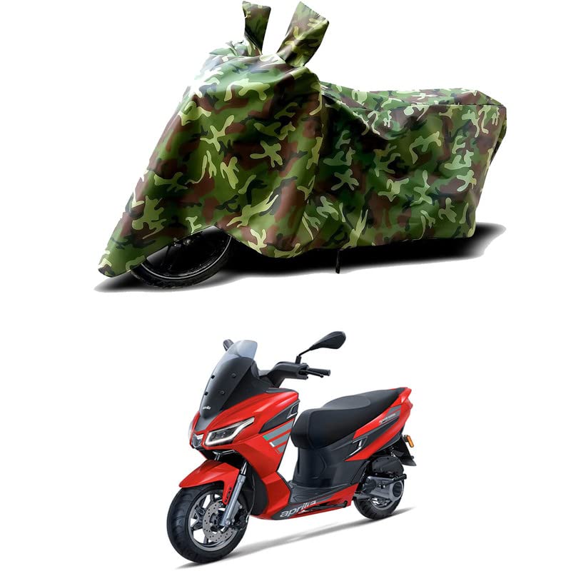 Image of 100% Water Resistant Bike Scooty Two Wheeler Body Cover Compatible for Aprilia SXR 125 STD /UV-Rays /Heat Protection /Birds Dropping /Scratchproof /Dust Proof /Waterproof /All Varient[Green MJ]