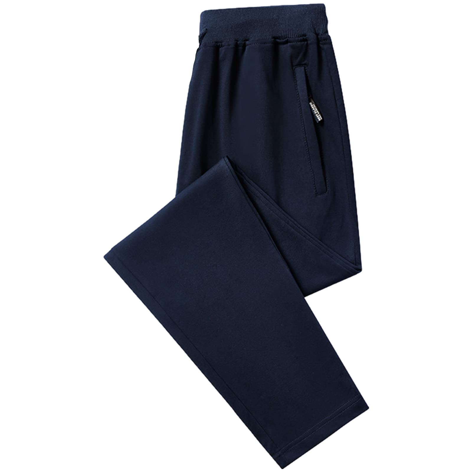 Hombre Corte Ajustado Pantalón de Chándal de Algodón Pantalón de Jogging con Bolsillos con Cremallera (S-6XL, Fondo Abierto/Fondo Cerrado)