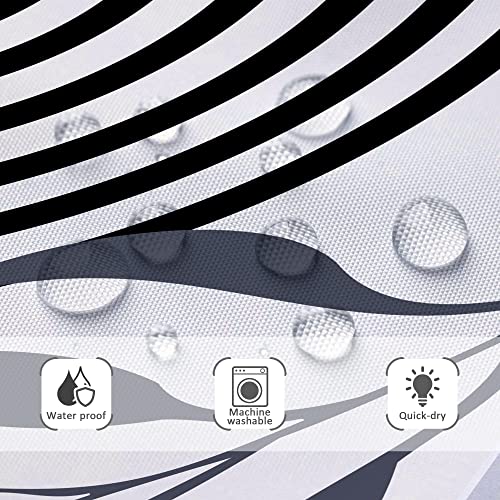 Image of Riyidecor Stall Small Abstract Boho Mid Century Half Size Dorm Shower Curtain 36x72 Inch Funky Geometric Minimalist Aesthetic Modern RV Single Narrow Decor Fabric Bathroom Set Polyester Waterproof