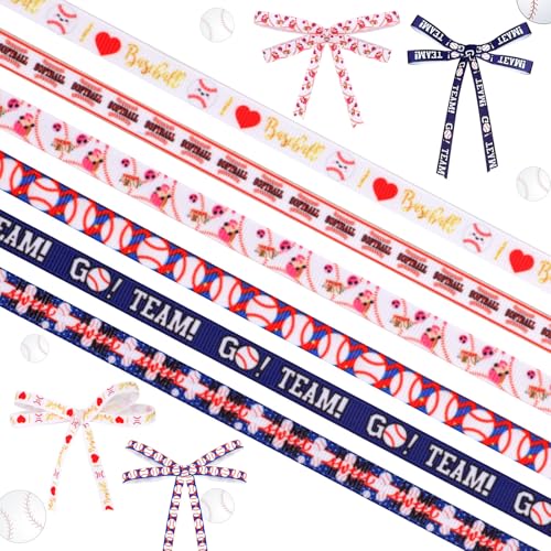 6 Rotoli Nastri Da Baseball, 27m Cheer Nastri Sport Crafts Team Nastri Wrapping Pack Nastri per Squadra Sportiva e Decorazioni Per Feste A Tema