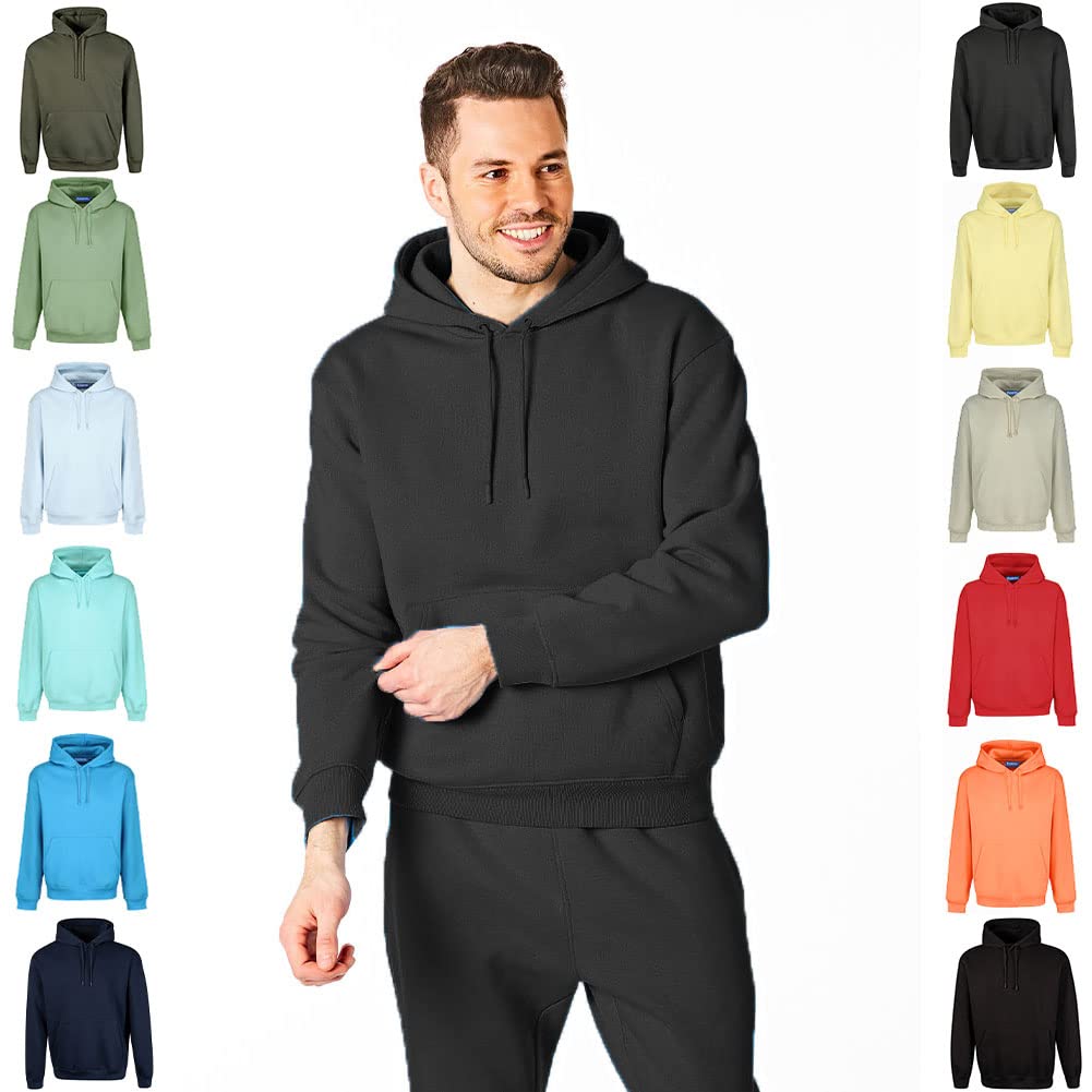 RIPTMen's Plain Long sleeve Hoodie Soft Touch Hooded Loungewear Sweatshirt Top