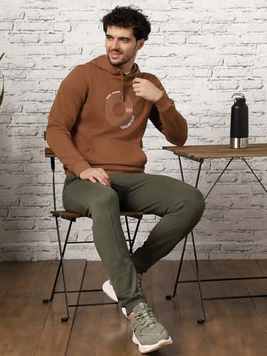 Image of Nobero Printed Hoodies for Man | 280 GSM Rich Cotton Fleece Hooded Full Sleeve Sweatshirt for Man | Stylish Casual Wear Winter Hoodies for Men