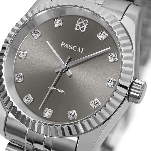 PASCAL Timeless Classic Diamond Watch, Swiss Quartz, Lab-Grown Diamonds, Scratch-Resistant Sapphire Crystal, Adjustable Strap Fits Wrist Sizes 6.5"-9.5", Folding Clasp Push-Buttons4