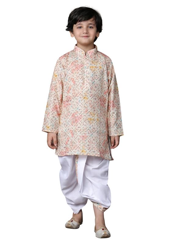 Image of superminis Boys Cotton Solid Jacket, Kurta Dhoti Set