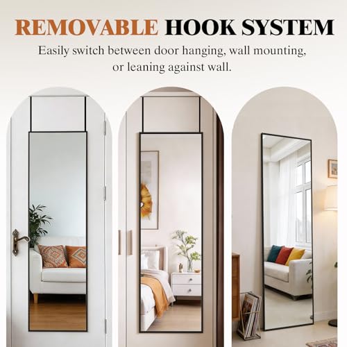 DUMOS 47"x14" Full Length Door Mirror, Full Body Mirror, Black - Image 4