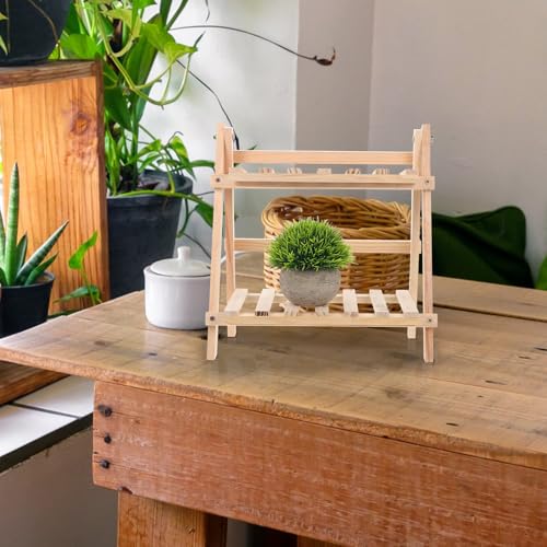 Étagère de rangement bureau bois pliable compacte à 2 niveaux - 6