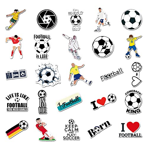 Modern Soccer Vinyl Stickers, 50 PCS Waterproof Cartoon Football Sport Decals for Laptops Scrapbooking, Journals, Notebooks - Image 3