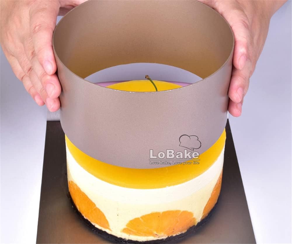 6 inches 8cm Height Square Round Shape Carbon Steel Mousse Cake Ring Mold Cheese Tiramisu Mould Cheese Molds DIY Bakery Gadgets (Round)