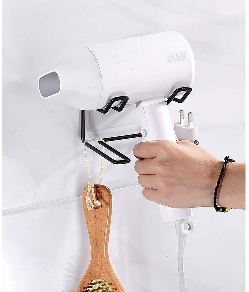 Support Mural Pour Sèche-Cheveux - Organiseur Salle De Bain Adhésif, Rangement Outils Coiffure Pratique Et Ventilé