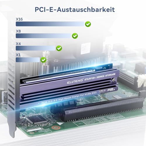 Eluteng M.2 NVMe zu PCIe 4.0 X1 Adapter Karte mit Kühlkörper