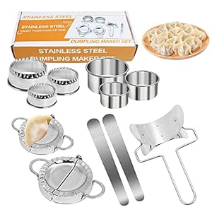 11Pcs Dumplings Maker Set, Rvs Dumpling Wrappers Mold Set en Cutter Empanada Pers Mold, Dumpling Pie Ravioli Deeg Segmentatie Gereedschap Kit