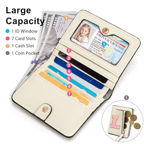 Image of Birthday Gifts for Teen Girl Kids Wallet Little Girl Wallets | Small Initial Kid Wallet for Girl Rfid Wallet Preppy Stuff Gifts for Girls 8-12 Beige L