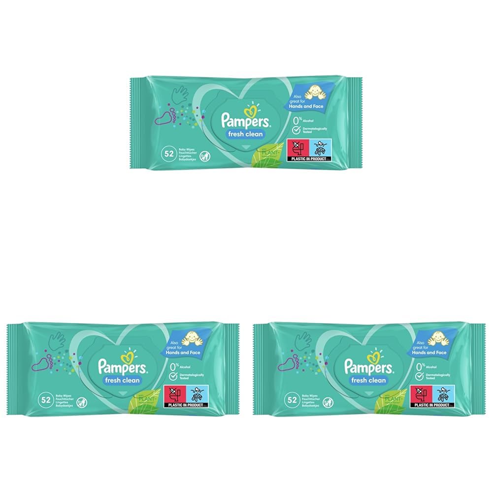 Pampers Fresh & Clean Islak Bebek Mendili, 1 paket, 52 Islak Mendil 3lü paket