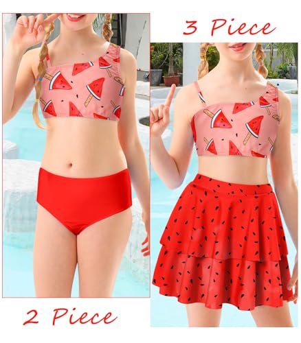 Image of RAISEVERN Girls Swimsuit 3 Piece Bathing Suits Cute Swimwear for 5-12 Years