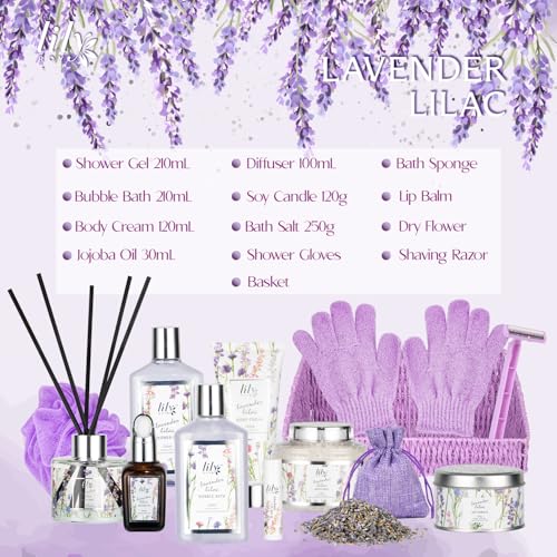 Image of 15Pcs Spa Bath Gifts Set Kit - Relaxing Lavender Spa Gift Baskets for Women