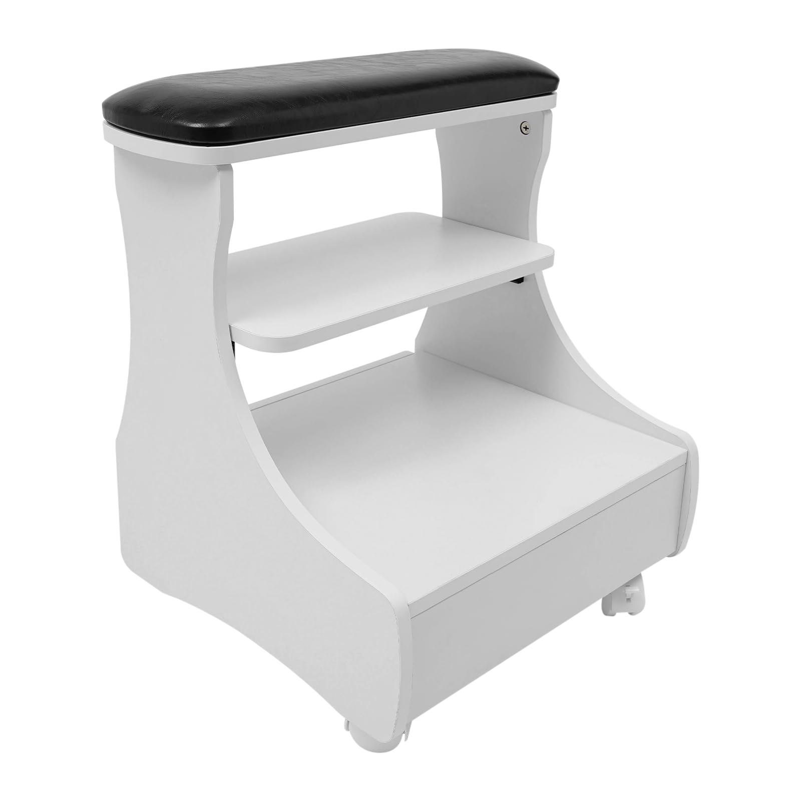 Taburete de Pedicura y Manicura, Reposapiés para Salón de Belleza y Uñas (Negro)