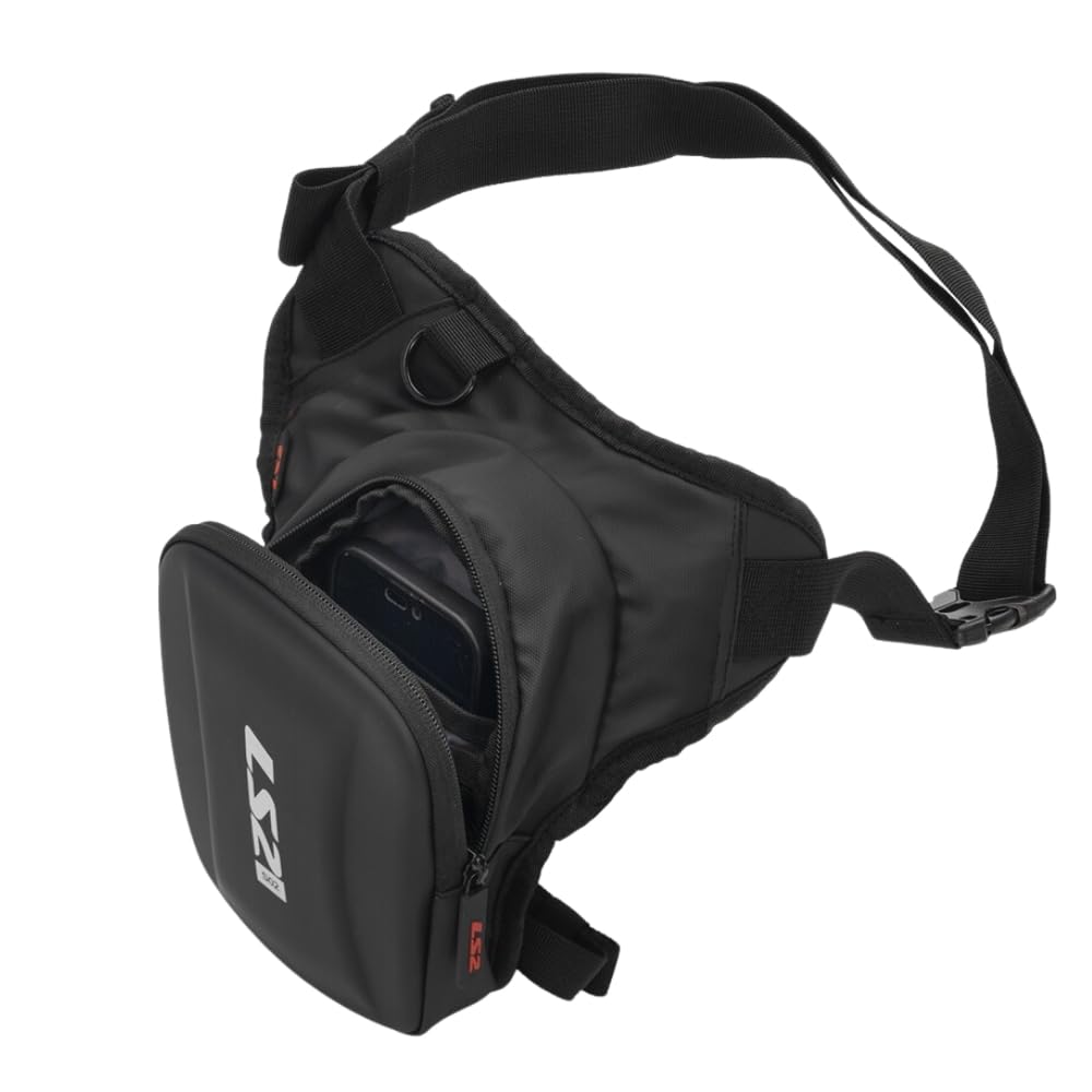 LS2 SHIELD 2.5 Borsa da Gamba, Marsupio Tattico Nero per Moto, Borsa Drop Leg con Scomparti Multipli (BLACK)