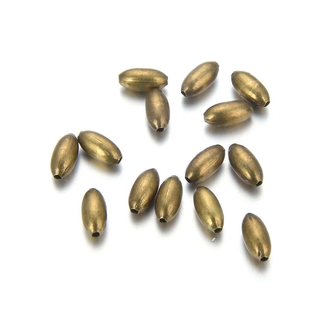1000 unidades de espaciador de arroz ovalado liso 6 mm pequeñas cuentas de metal bronce antiguo (agujero ~ 0,8 mm) para joyería artesanía CF121