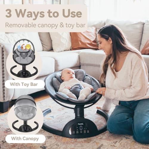Papablic-Baby-Swing-Bluetooth-Portable-Swing-for-Infants-with-5-Natural-Sway-Speeds-and-3-Recline-Positions-Unique-Breathable-System-Remote-Control