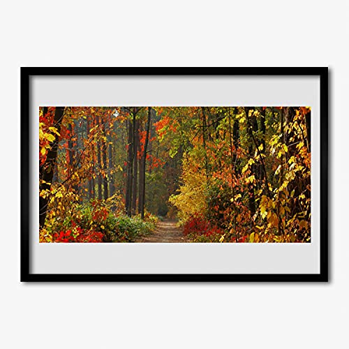 Cadre murale salon et chambre avec grande affiche nature de lac en automne 70x50