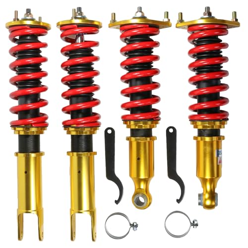 Coilovers Strut Suspension Kit Replacement For Nissan 300ZX Z32 1990-1996 Shock Spring Absorber 4 Pcs Coilovers Kit Height Adjustable Gold