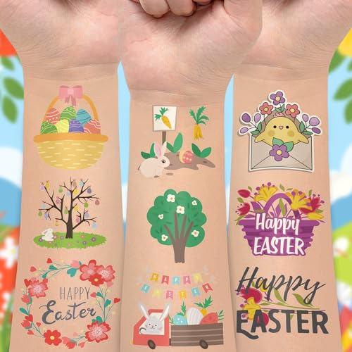 Easter Egg Fillers Goodies for Kids, 50 Sheets Easter Tattoos for Kids Bulk Individually Wrapped Party Supplies Favor, Easter Temporary Tattoos Stickers for Kids Goodie Basket Stuffers - Image 4
