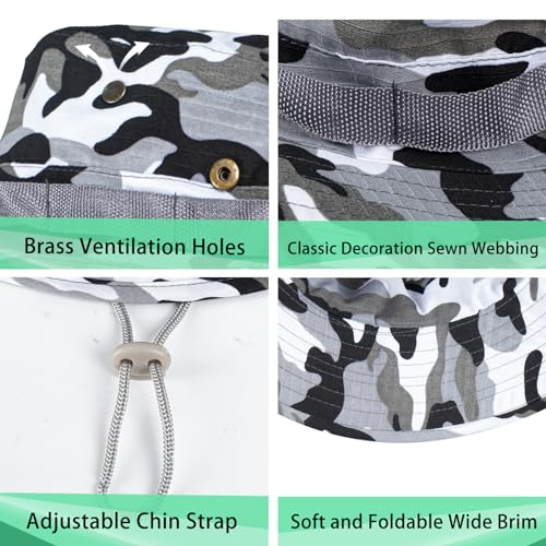 Image of Sun Hats for Men Women Boonie Hat UPF 50+ Bucket Hat Wide Brim UV Protection Fishing Hiking Safari Outdoor Hats
